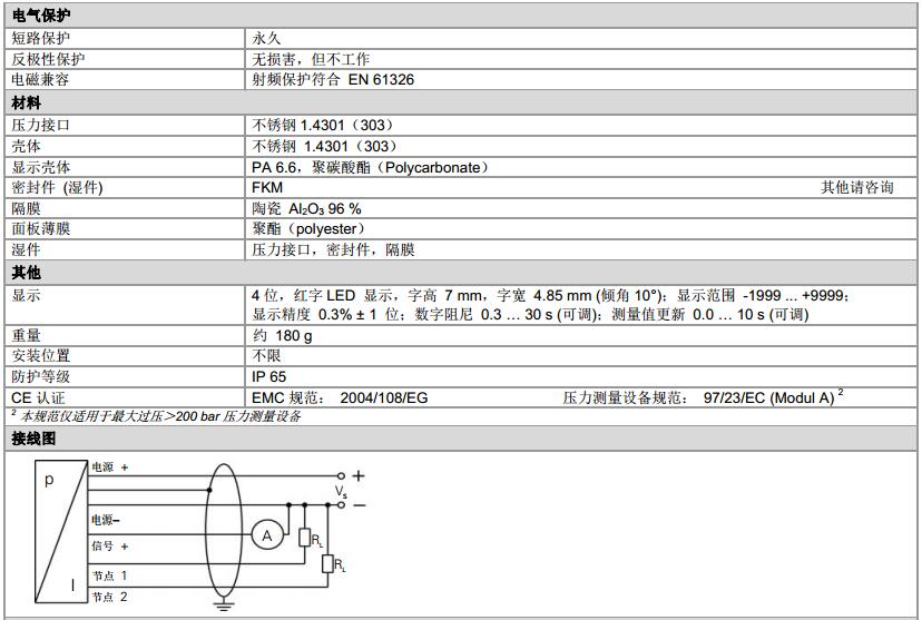 壓力開關DS230系列參數